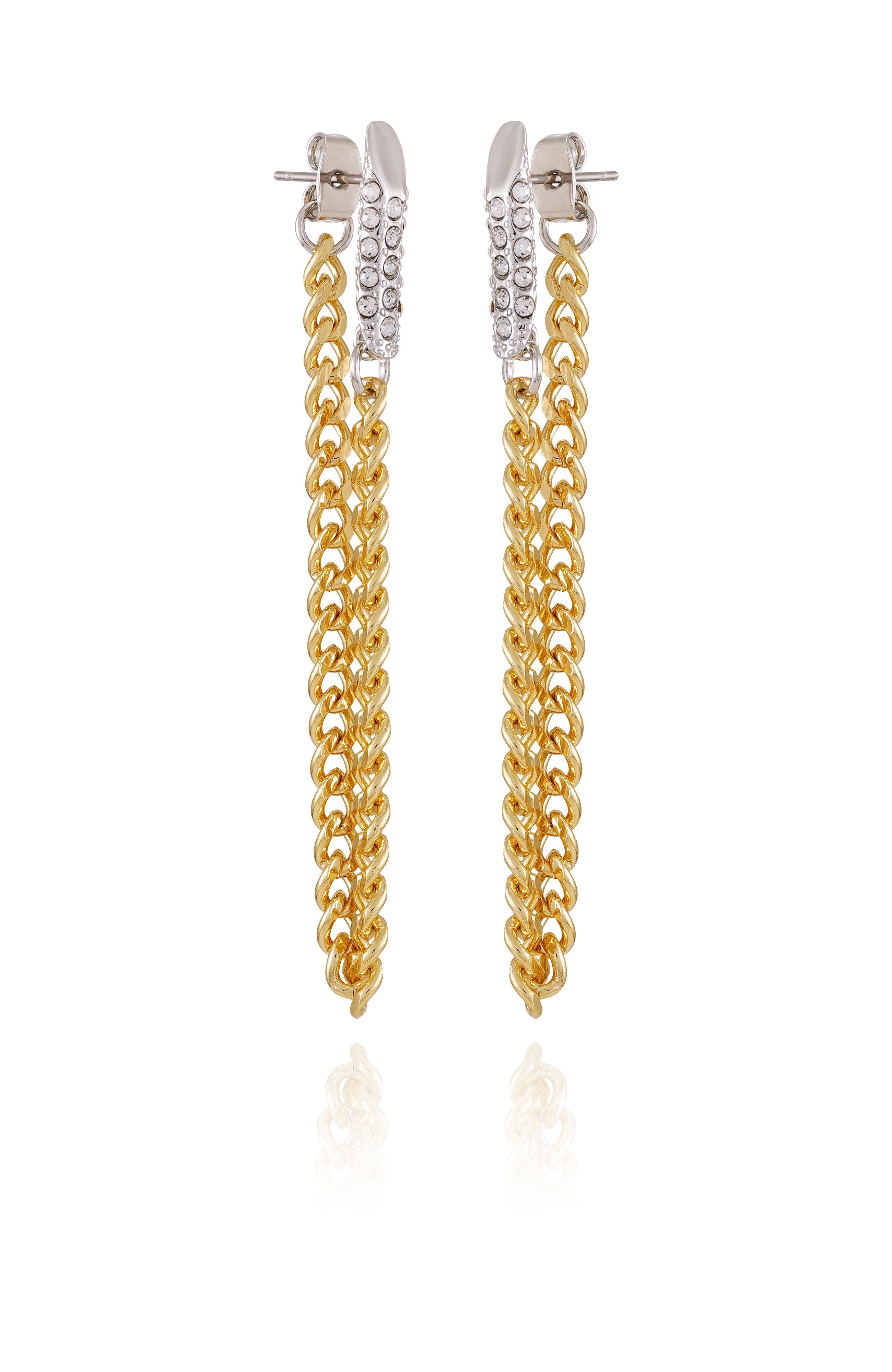 Crystal Stone Chain Drop Statement Earrings