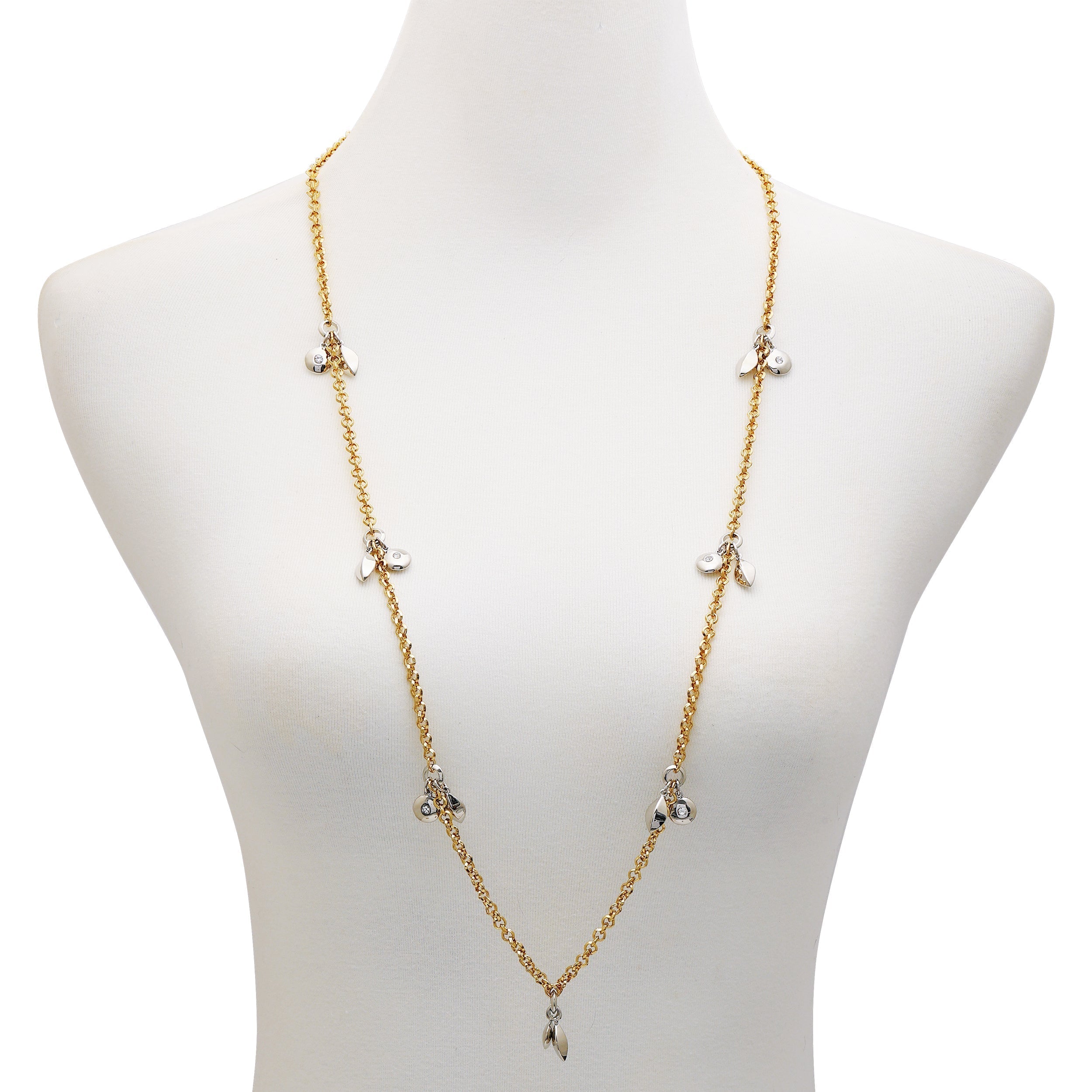 Two Tone Gilded Leaf Long Necklace