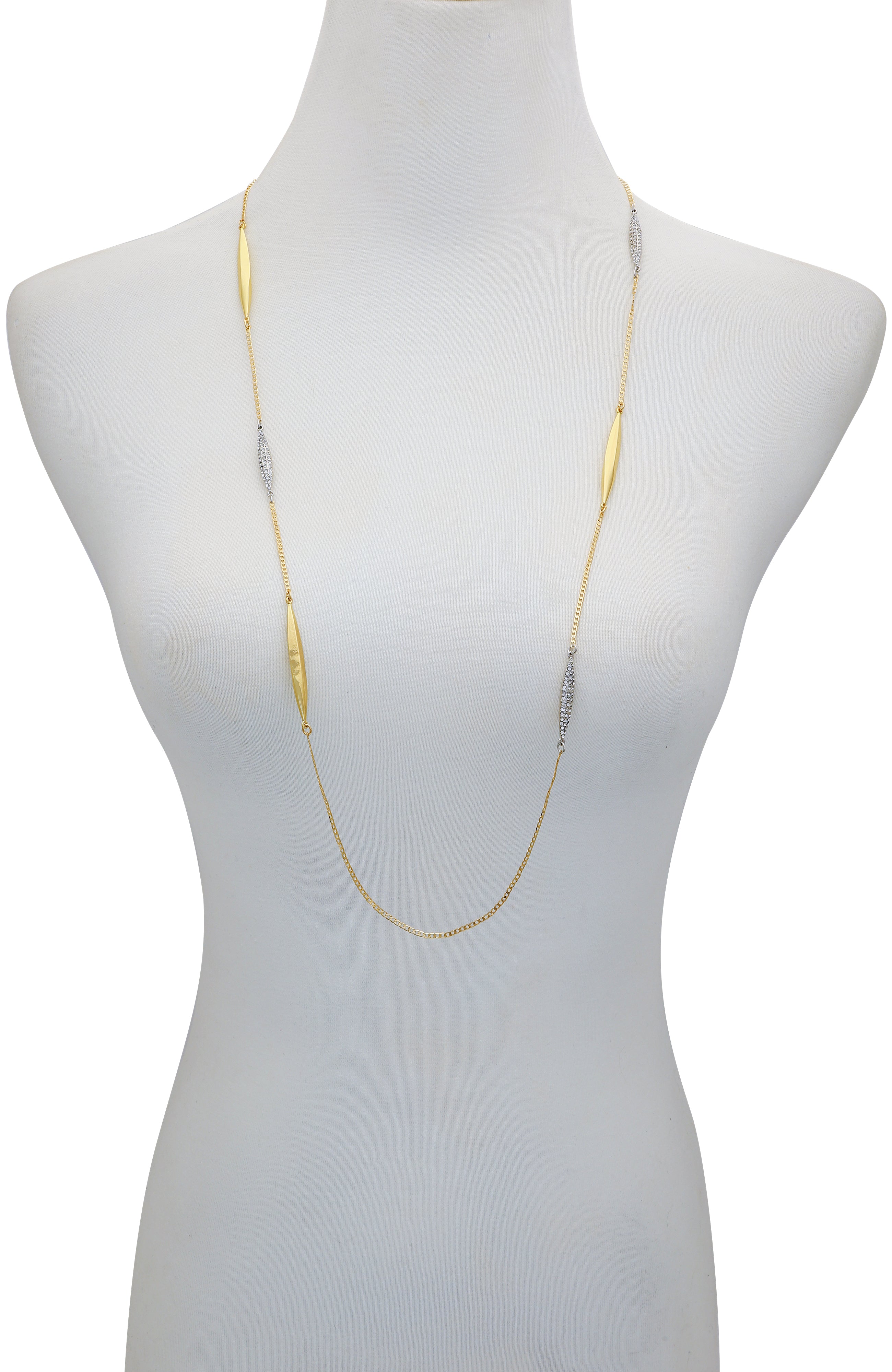 Two Tone Long Chain Necklace