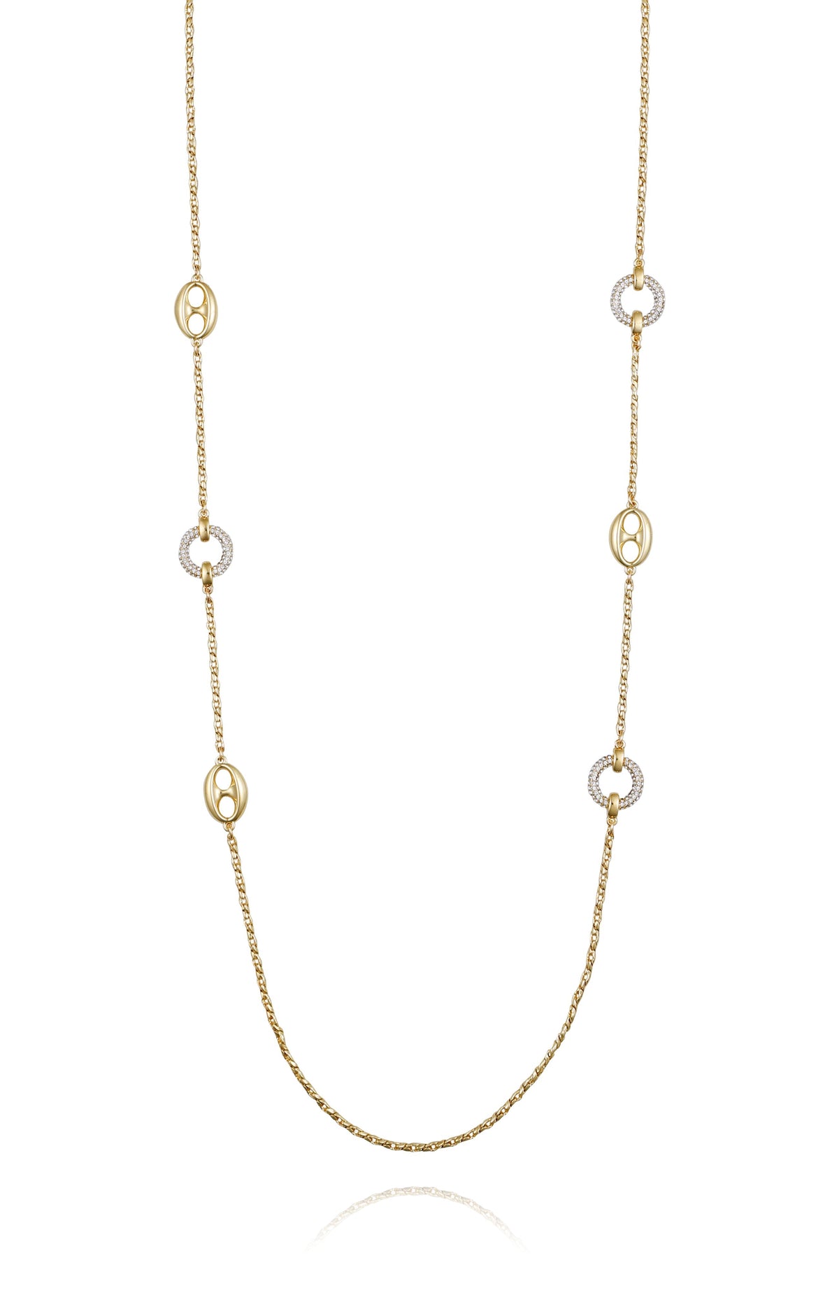 Signature Mixed Link Pav茅 Long Necklace