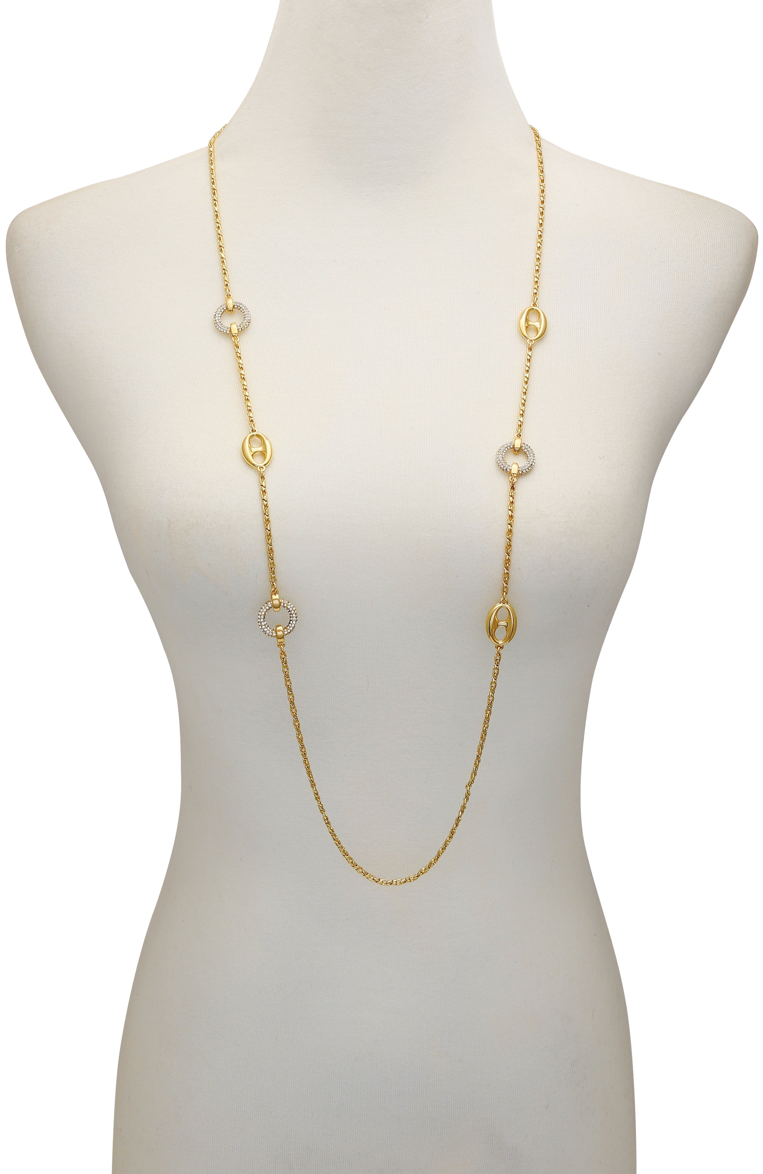Signature Mixed Link Pav茅 Long Necklace