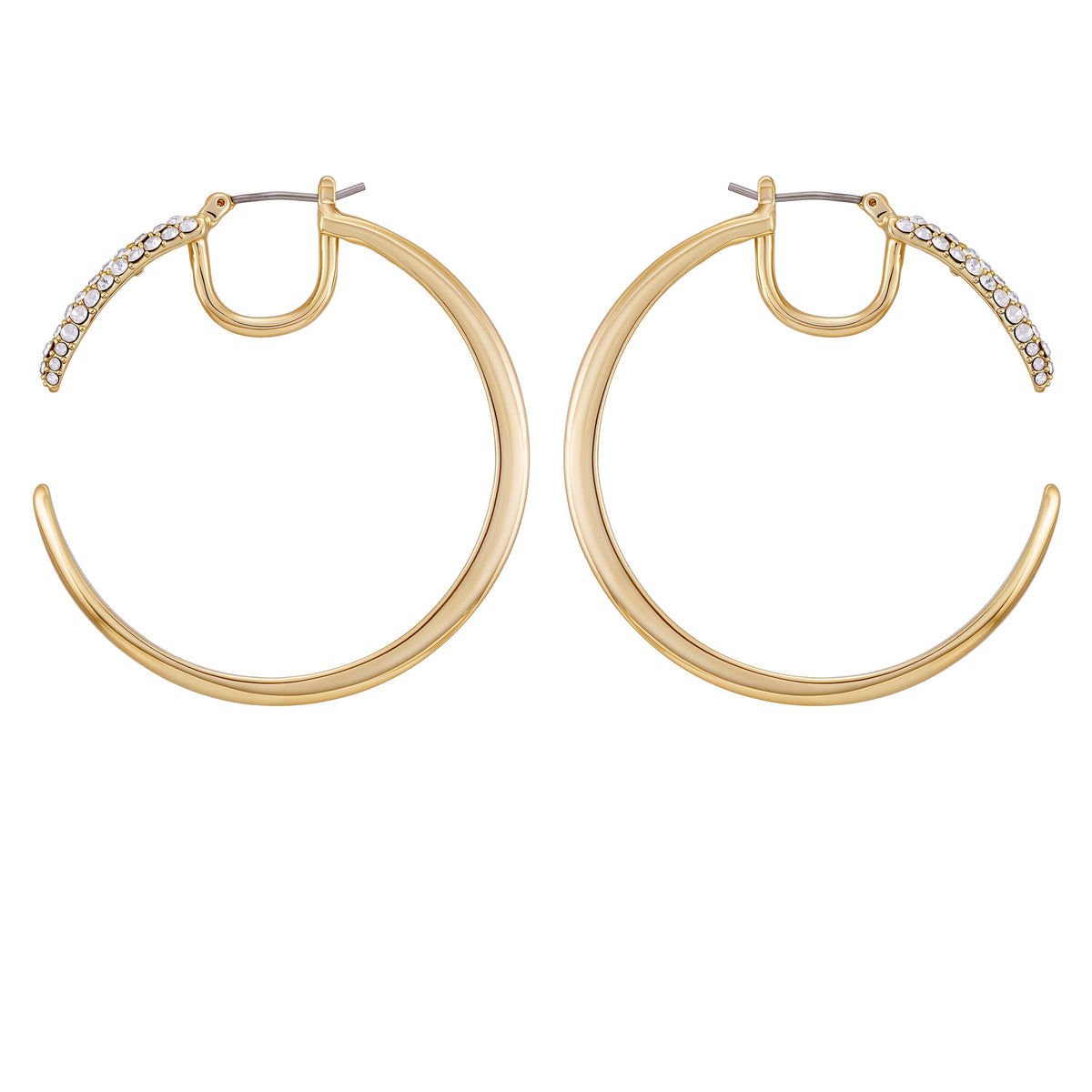 Crystal Pav茅 Large Hoop Earrings