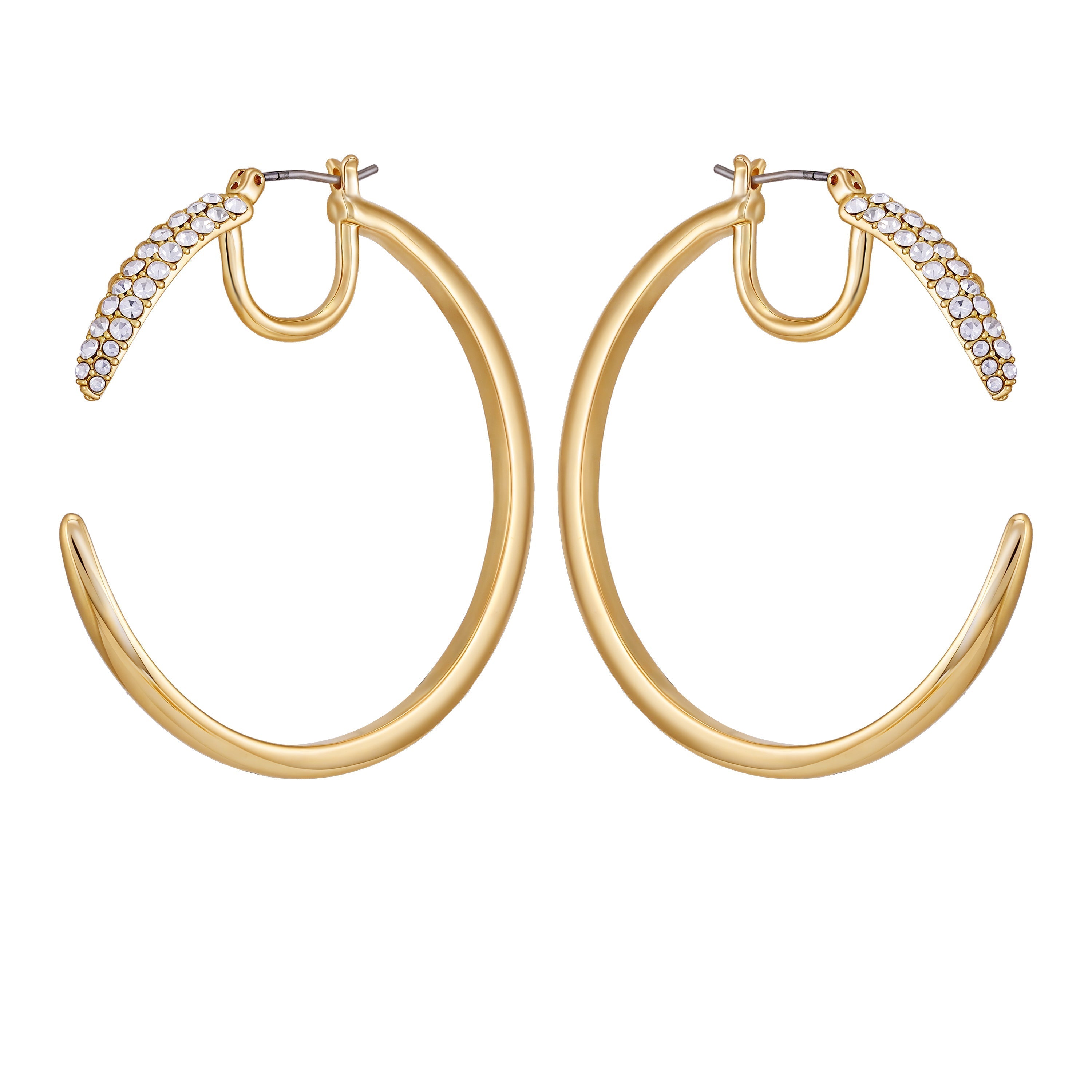 Crystal Pav茅 Large Hoop Earrings