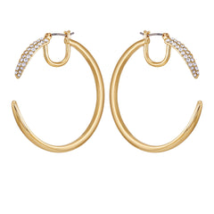 Crystal Pav茅 Large Hoop Earrings
