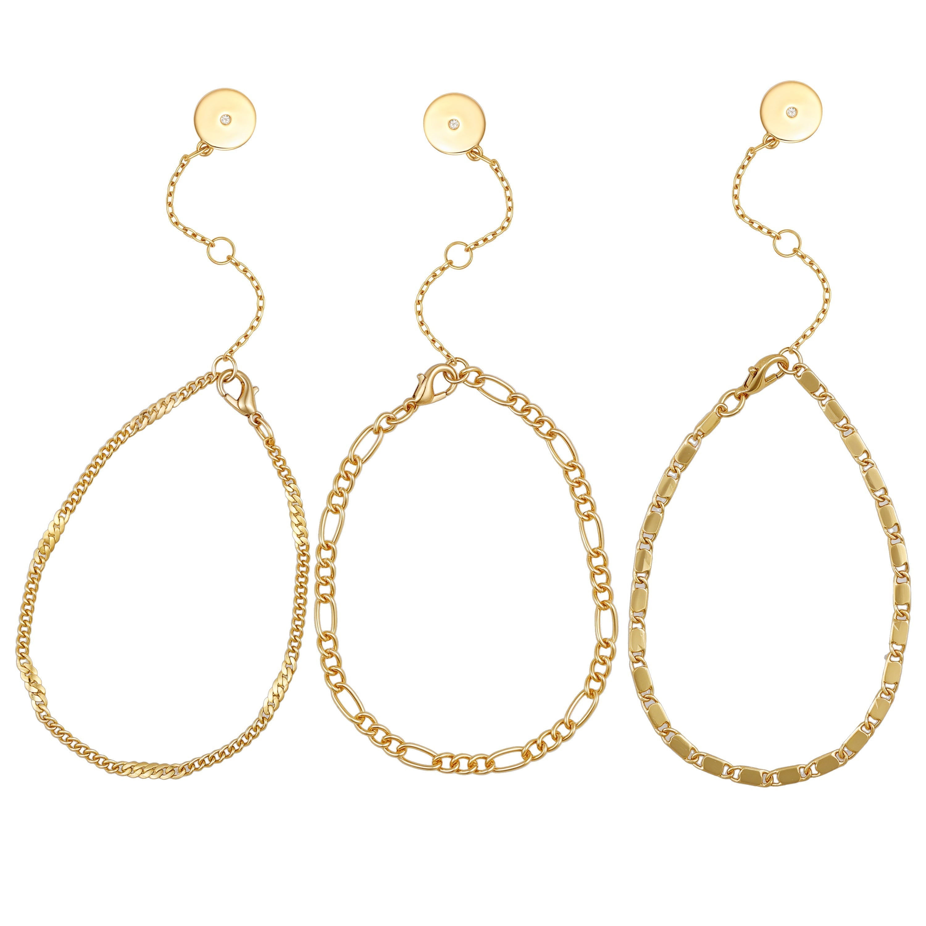 3 Piece Goldtone Chain Bracelets